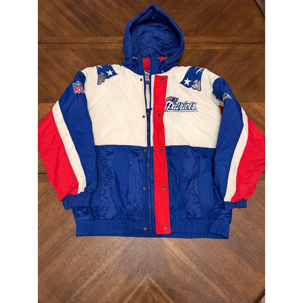 Vintage New England Patriots Apex One NFL Pro Line Puffer Jacket Mens Large Blue